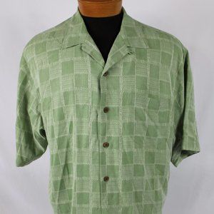 Tommy Bahama Green Silk Check Short Sleeve Shirt